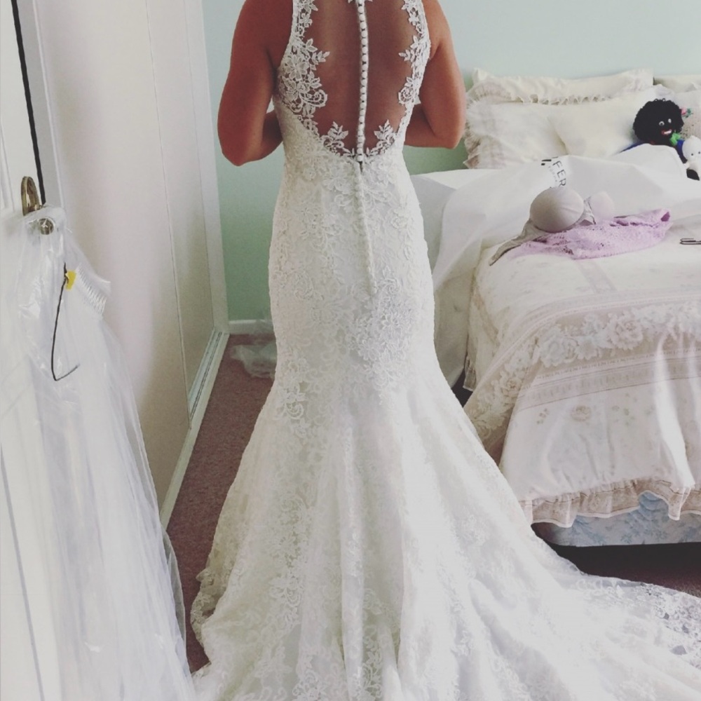 Madison James Elegant Lace Wedding Dress in White